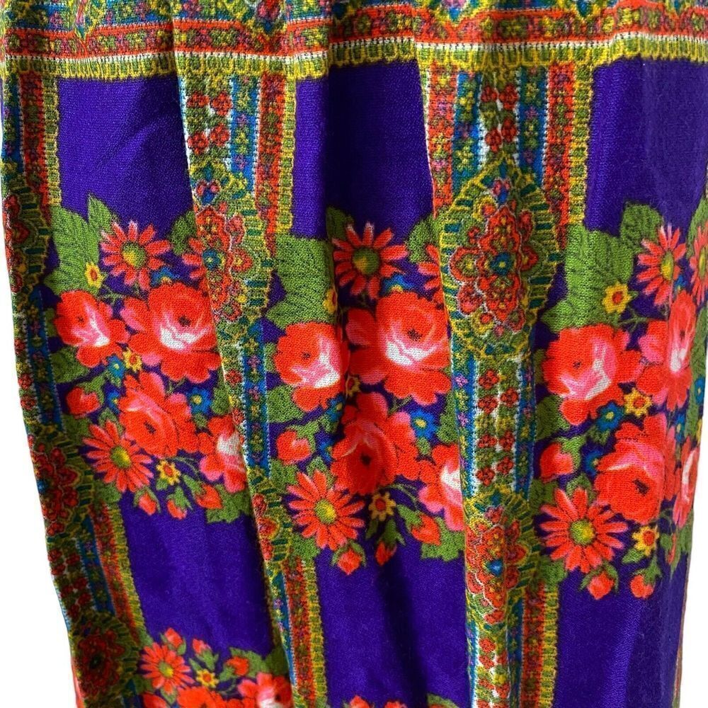 Vintage 60s Maxi Skirt Women's Waist 27" Hostess Dayglo Pop Floral Mod Floral - Picture 3 of 5